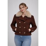Modaplaza Kadın Kaşe Yaka Kürklü Mont 60560 - S - Kahve