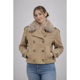 Modaplaza Kadın Kaşe Yaka Kürklü Mont 60560 - Vizon
