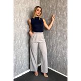 Modaplaza Palazzo Cırtlı Kumaş Pantolon 3550 - Gri - 44
