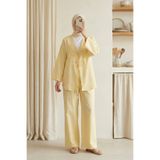 MODAQU Bağcıklı Kimono Pantolon Takım Açık Sarı