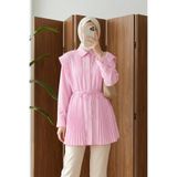 MODAQU Ön Arka Pile Detaylı Düğmeli Tunik - Pembe