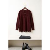 MODAQU Saç Örgü Yumoş Triko Kazak Tunik - Bordo