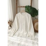MODAQU Vintage Brode İşlemeli Bej Gömlek Bluz