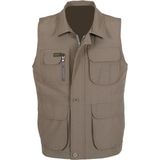 Modarar Erkek Keten Yelek Krem Renkli Normal Kesim Basic Stil Cepli Gömlek Yaka - XL