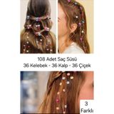 ModaRESSO 108 Adet Mini Taşlı 3 Farklı Çeşit Mandal Saç Klipsi Toka Seti -Kız Çocuk ve Bebek Saç Aksesuarı( 12'li 9 Paket)