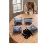 ModaRESSO Kız Çocuk 200 Adet Siyah Lastik Toka Seti 2cm - Fermuarlı Çanta Kilitli Poşet (4 Adet 50li Paket)