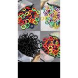 ModaRESSO Şeffaf Çantasında Mini 3x50 Toplam 150 Adet Mini Kaliteli Lastik Toka(Soft - Neon - Siyah Renkler)