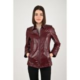 Modarz Kadın Deri Mont 1121MDRZ - Bordo - 5XL