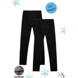 Modasform Unisex Çocuk Termal Tayt İçlik Pamuklu 2'li Paket Siyah Orta Kalınlık - 5 - 7 Yaş