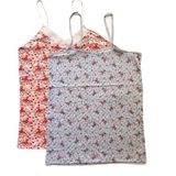 ModaSize 2 Adet Kadın Askılı Desenli Atlet Dantelli Empirme Pamuklu Penye D1-2 - Çok Renkli - 2XL
