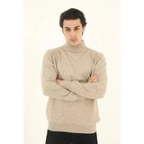 ModaSize Erkek Yarım Balıkçı Yaka Triko Kazak - Bej - 2XL
