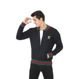 ModaSize(10761) Erkek Tam Fermuarlı Triko Hırka - Lacivert-S-