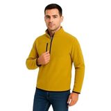 ModaSize(11616) Erkek Polar Kazak – Dik Yaka, Yarım Fermuarlı, Fermuarlı Göğüs Cepli, Siyah Biyeli, Kışlık Rahat Regular Fit Günlük Model - Sarı-M-