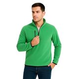 ModaSize(11623) Erkek Polar Kazak – Dik Yaka, Yarım Fermuarlı, Fermuarlı Göğüs Cepli, Siyah Biyeli, Kışlık Rahat Regular Fit Günlük Model - Yeşil-M-