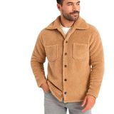 ModaSize(11639) Erkek Pelüş Polar Hırka Gömlek – Yakalı, Ilik Düğmeli, Göğüs Cepli, Yumuşak Dokulu Kışlık Regular Fit Rahat Günlük Model - Açık Kahve-2XL-