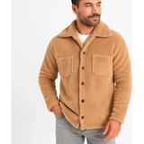 ModaSize(11640) Erkek Pelüş Polar Hırka Gömlek – Yakalı, Ilik Düğmeli, Göğüs Cepli, Yumuşak Dokulu Kışlık Regular Fit Rahat Günlük Model - Açık Kahve-XL-