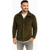 ModaSize(11652) Erkek Pelüş Polar Hırka Gömlek – Yakalı, Ilik Düğmeli, Göğüs Cepli, Yumuşak Dokulu Kışlık Regular Fit Rahat Günlük Model - Haki-S-