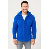 ModaSize(11682) Erkek Pelüş Polar Hırka Gömlek – Yakalı, Ilik Düğmeli, Göğüs Cepli, Yumuşak Dokulu Kışlık Regular Fit Rahat Günlük Model - Saks Mavisi-2XL-