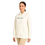 ModaSize(14092) Kapşonlu Sweatshirt – Oversize Üç Iplik Şardonlu Hoodie, “other Lives” Ön - Arka Baskılı, Kanguru Cepli, Kışlık Rahat Günlük Stil - Beyaz-M-