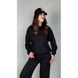 ModaSize(14670) Kadın Uzun Kollu Bisiklet Yaka Viskon Iki Iplik Bluz ve Pantolon Ikili Takım-S-M