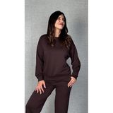 ModaSize(14772) Kadın Uzun Kollu Bisiklet Yaka Viskon Iki Iplik Bluz ve Pantolon Ikili Takım-S-M