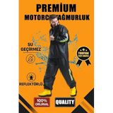 ModaSize(15251) Premium Motorcu Kurye Yağmurluk Takım Su Geçirmez Pvc Kumaş Reflektörlü Tübitak Onaylı - Siyah-L-