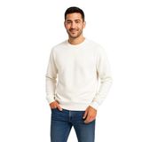 ModaSize(15290) Erkek Üç Iplik Düz Bisiklet Yaka Sweatshirt - Beyaz-S-