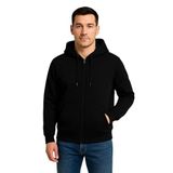 ModaSize(15326) Erkek Üç Iplik Kapüşonlu Tam Fermuarlı Kanguru Çepli Sweatshirt Hoodie - Siyah-M-