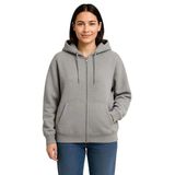 ModaSize(15347) Üç Iplik Kapüşonlu Tam Fermuarlı Kanguru Çepli Sweatshirt Hoodie - Gri-S-