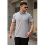 ModaSize(15777) Erkek Düğmeli Yaka Waffle Kumaş Kısa Kollu Tişört-2XL-
