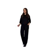 ModaSize(1746) Kadın Uzun Kollu Bisiklet Yaka Viskon Iki Iplik Bluz ve Pantolon Ikili Takım-L-XL