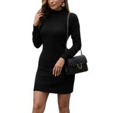 ModaSize(22579) Kadın Uzun Kollu Balıkçı Yaka Triko Mini Boy Elbise-STANDART-