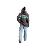 ModaSize(2791) Erkek Üç Iplik Içi Pamuklu Alev Baskılı Kapüşonlu Sweatshirt - Gri-M-