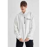 ModaSize(2865) Kapüşonlu Sırt Baskılı Üç Iplik Oversize Sweatshirt - Beyaz-M-