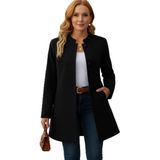 ModaSize(4090) Kadın Uzun Kollu Yakalı Önü Düğmeli Ithal Kaşe Astarlı Kaban-2XL-3XL