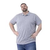 ModaSize(6687) Erkek Pike Kumaş Düğmeli Yaka Battal Büyük Beden Günlük Kısa Kol Tişört T-Shirt - Gri-XL-