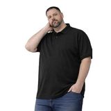 ModaSize(6693) Erkek Pike Kumaş Düğmeli Yaka Battal Büyük Beden Günlük Kısa Kol Tişört T-Shirt - Siyah-4XL-