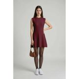 MODASPARK Bordo Standart Fit Normal Kesim Kolsuz Bisiklet Yaka Kadın Triko Elbise