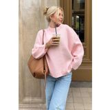 MODASPARK Pembe Bisiklet Yaka Oversize Triko Kadın Kazak