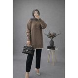 MODASPARK Vizon Bisiklet Yaka Oversize Triko Tunik