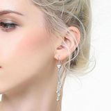 Modasteps 925 Ayar Gümüş Uzun Zarif Damla Küpe | Modern Püskül Tasarım