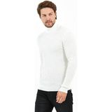 Modatalika Erkek Tam Balıkçı Yaka Triko Kazak - Beyaz - 2XL