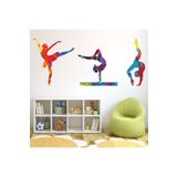 Modatools Boya Sıçrama Jimnastik Üçlü Jimnastik Dekoratif Duvar Sticker Çıkartma Spor Salonu Çocuk Odası