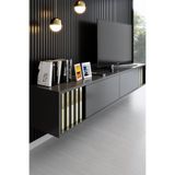 Modatte LİNE DUVAR ÜNİTESİ METAL AYAKLI TV ÜNİTESİ ANTRASİT GOLD