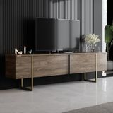 Modatte Mobilya MODATTE Luxe Gold Demir Ayaklı Ceviz Tv Ünitesi Tv Sehpası - Ceviz - Gold