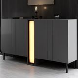 Modatte Mobilya MODATTE Nova Siyah Demir Ayaklı Rgb LED Işık Sistemli Antrasit Konsol - Antrasit - Siyah
