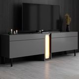 Modatte Mobilya MODATTE Nova Siyah Demir Ayaklı Rgb LED Işık Sistemli Antrasit Tv Ünitesi Tv Sehpası - Antrasit - Siyah