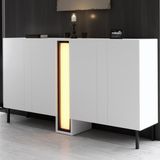 Modatte Mobilya MODATTE Nova Siyah Demir Ayaklı Rgb LED Işık Sistemli Beyaz Konsol - Beyaz - Siyah