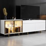 Modatte Mobilya MODATTE Vienna Gold Demir Ayaklı Rgb LED Işık Sistemli Beyaz Tv Ünitesi Tv Sehpası - Beyaz - Gold