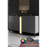 Modatte NOVA KONSOL LED IŞIKLI METAL AYAKLI MODERN TASARIM ANTRASİT TV SEHPASI